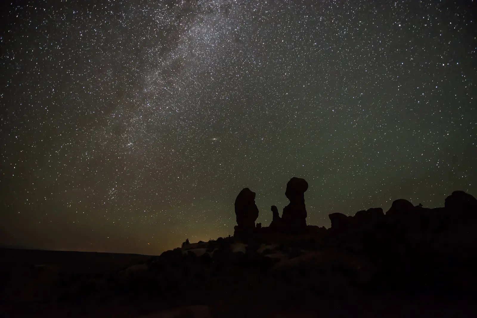 The Milky Way above silhouetted rock pinnacles