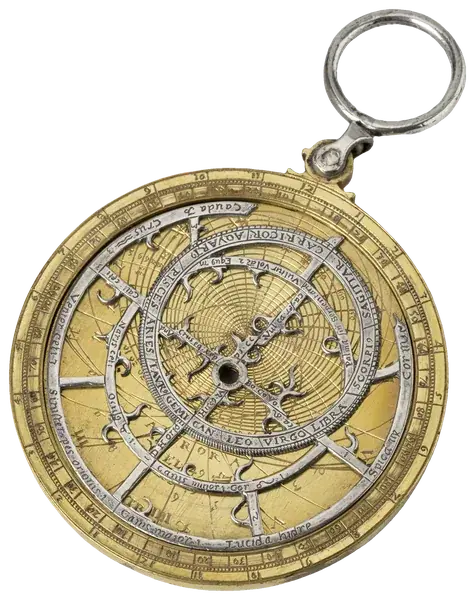 Antique gilt and silvered brass astrolabe