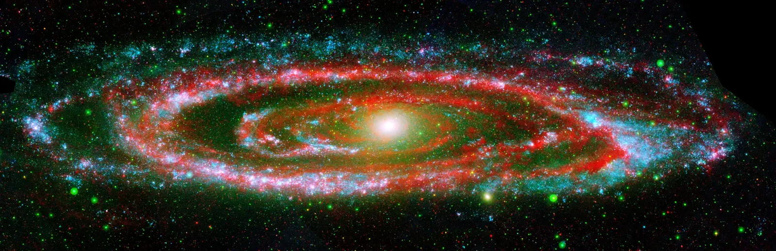 Spitzer infrared panorama of the Andromeda Galaxy's dusty spiral