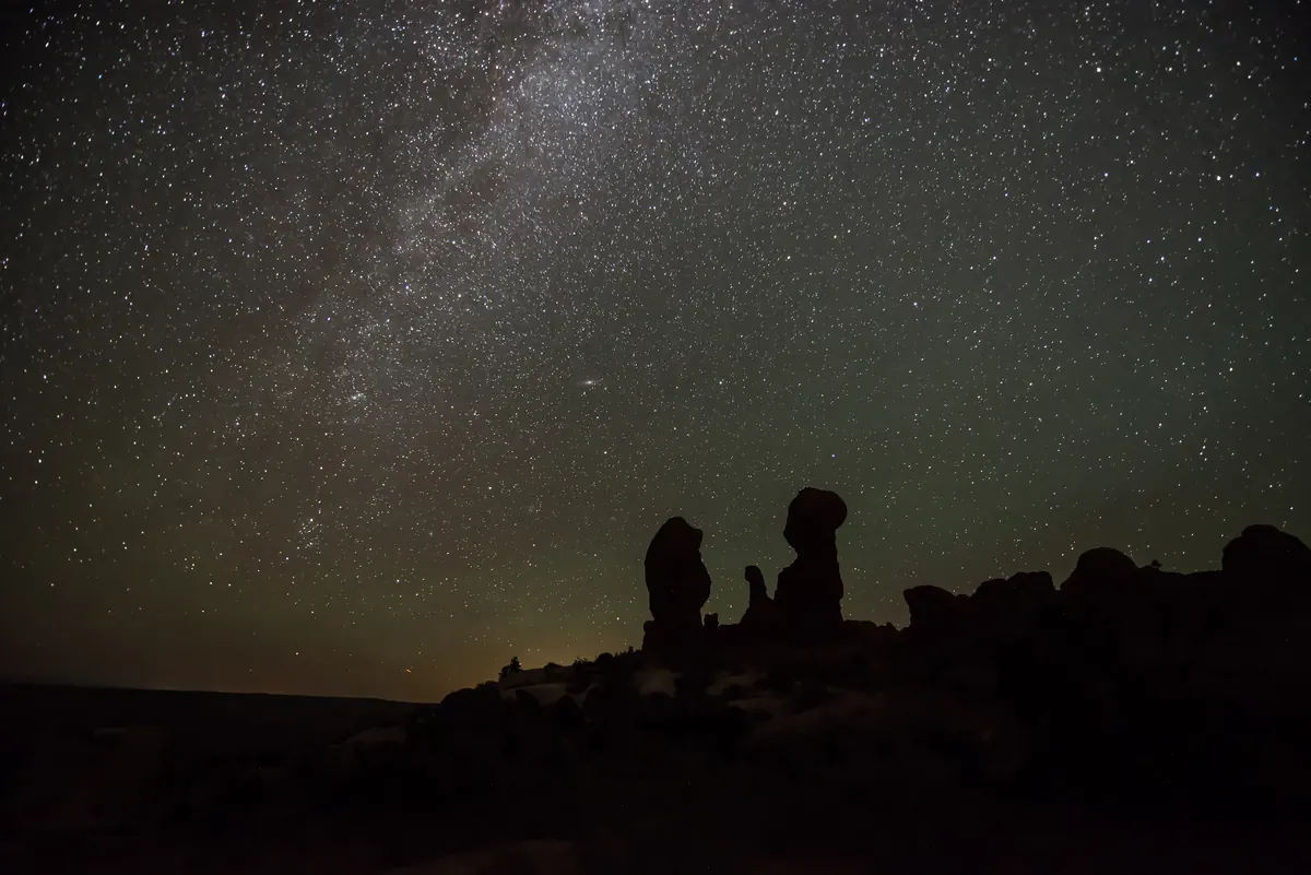 The Milky Way above silhouetted rock pinnacles