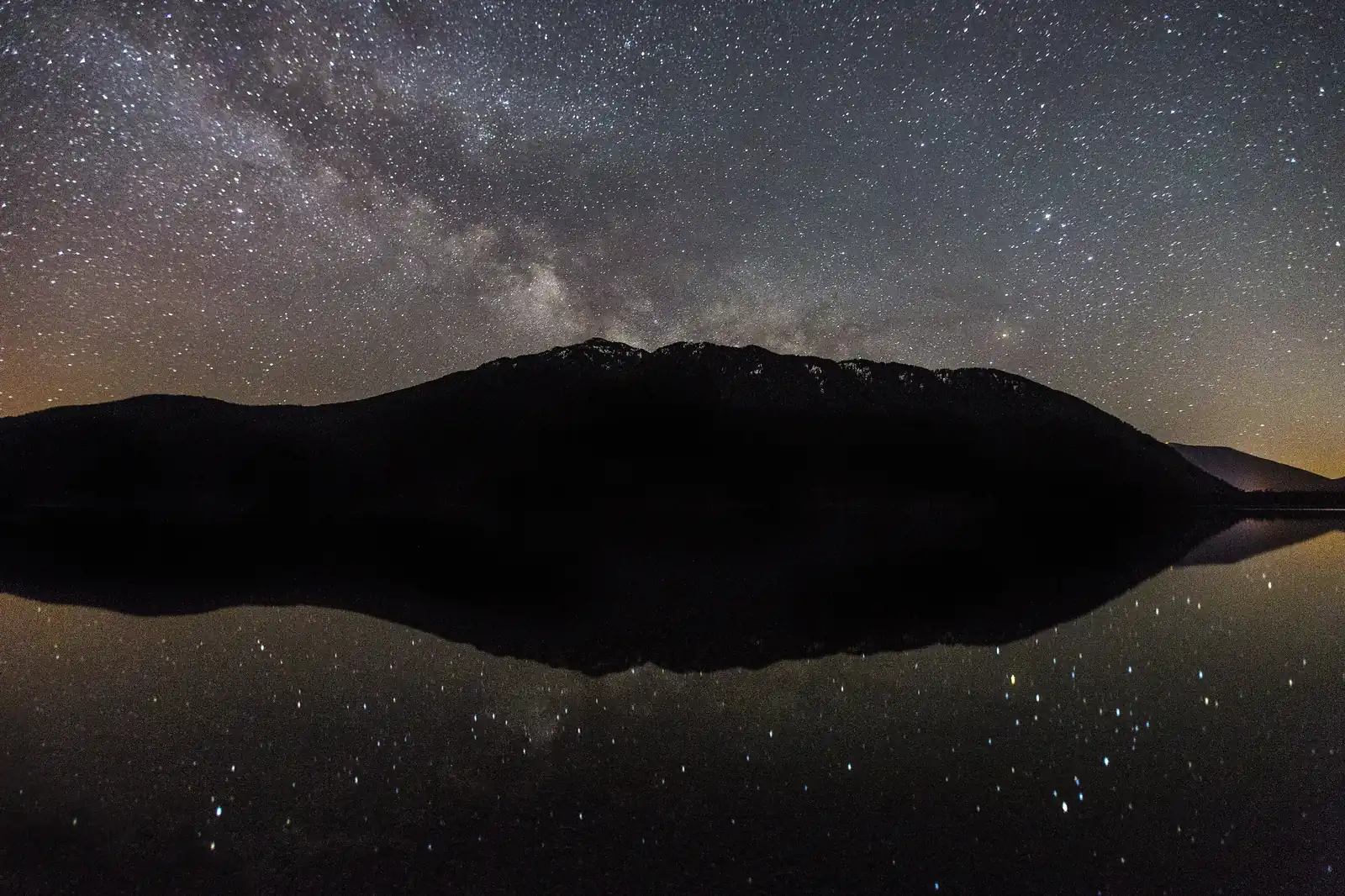 The Milky Way over the mountains around Lake McDonald